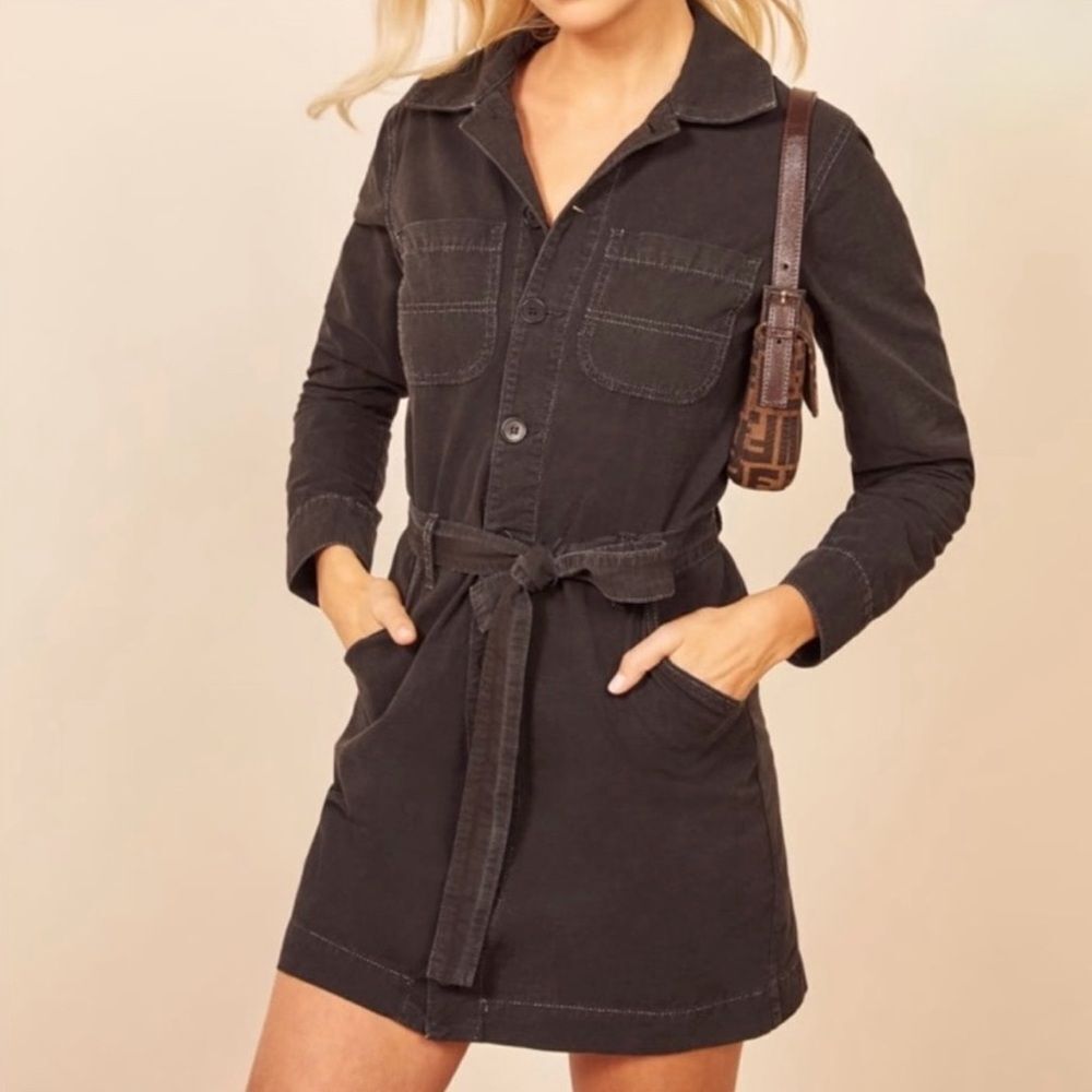 REFORMATION Lydia Utility Dress in Black